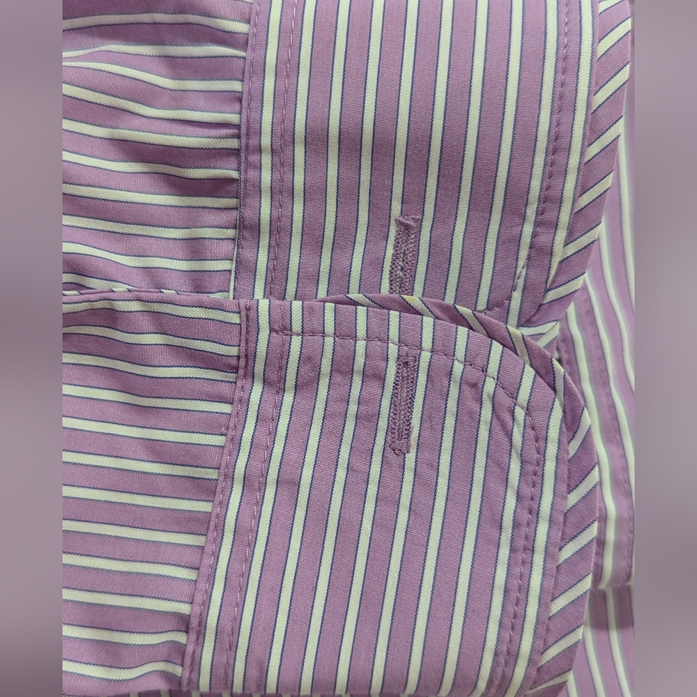 Talbots Haberdashery Petite Purple White Stripe LS Cotton Fitted Shirt Size 22W - Picture 9 of 11